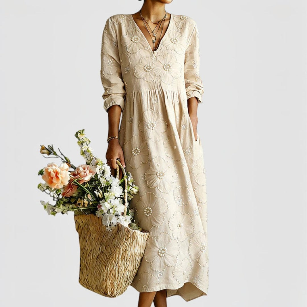 Laurine™ | Robe midi fleurie élégante