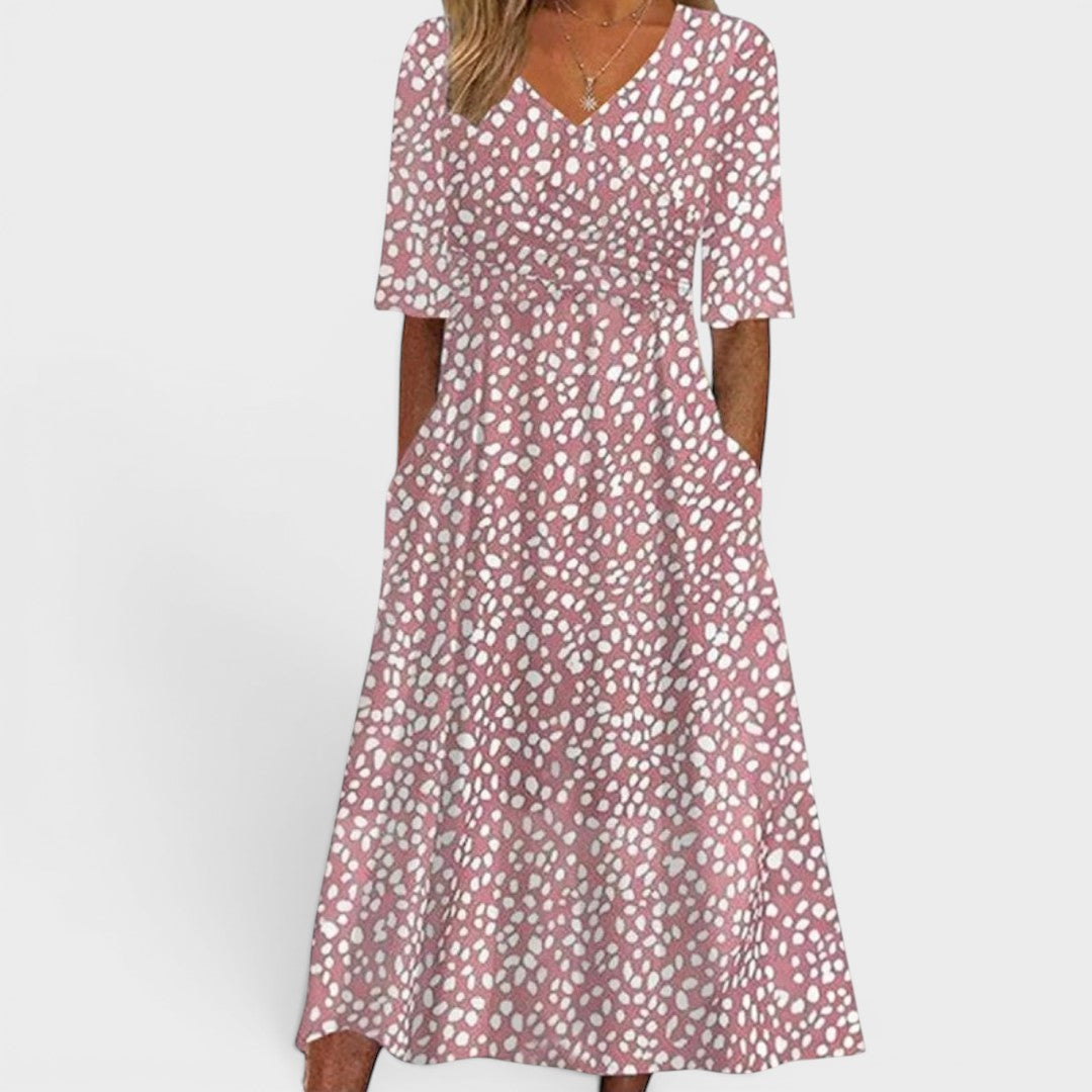Colette™ | Robe midi à pois chic