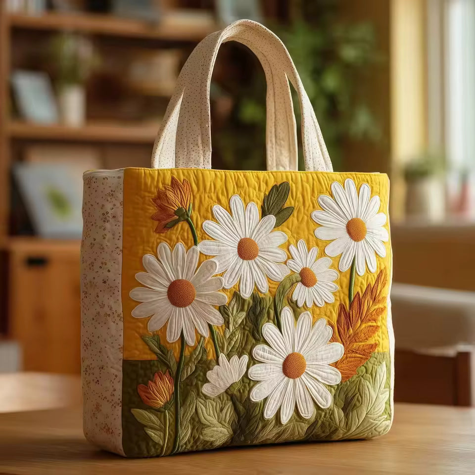 Bolso acolchado hecho a mano con margaritas