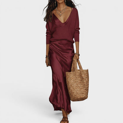 Oriane™ | Robe midi satinée élégante
