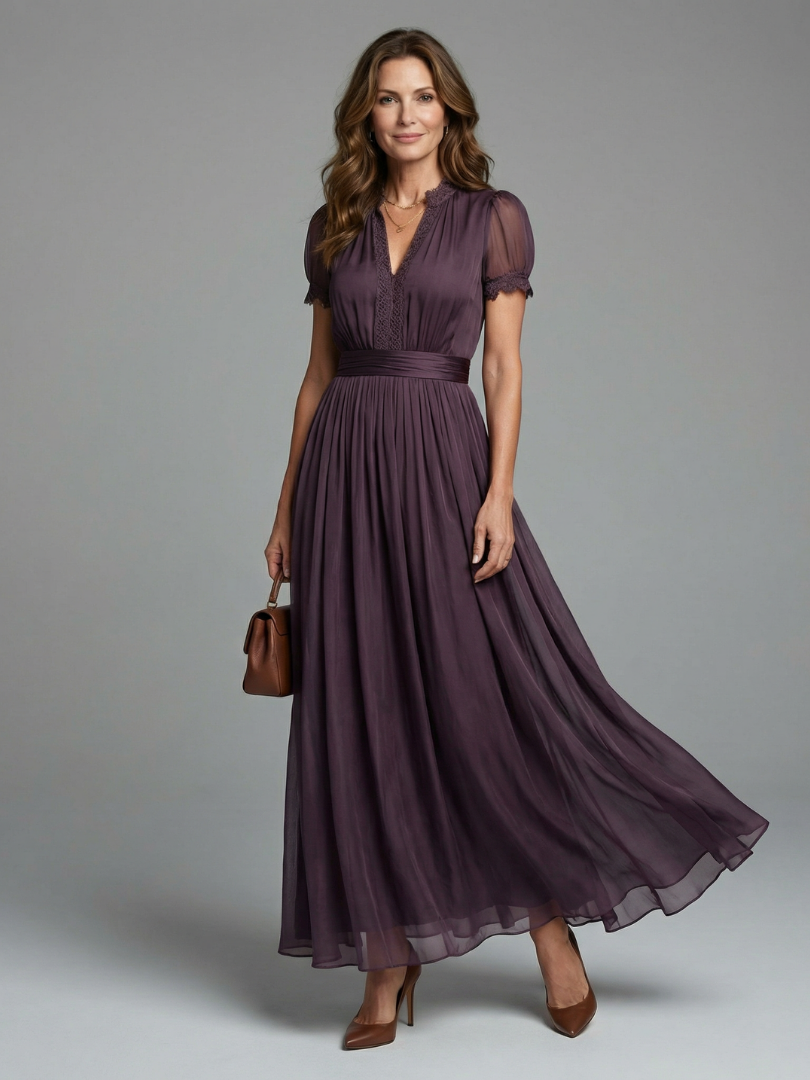 Sophie | Robe longue à taille froncée et ouverture goutte