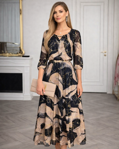 ELVÉRA™ | Elegante vestido largo con estampado de mármol