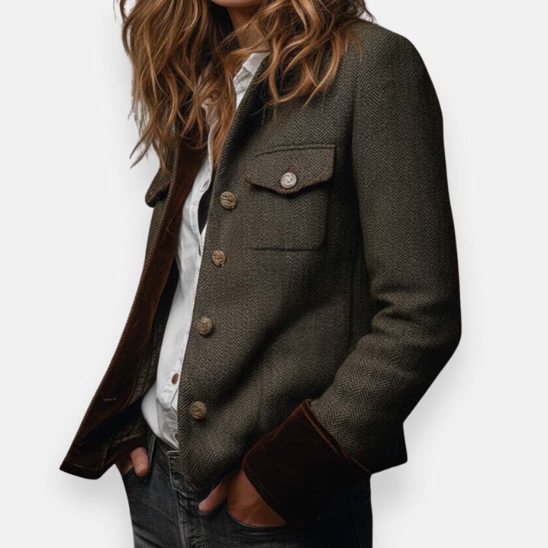 Darmae™ – Elegante Tweedjacke mit Samt-Details