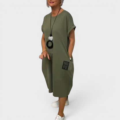 Nicole | Robe midi fluide à poches