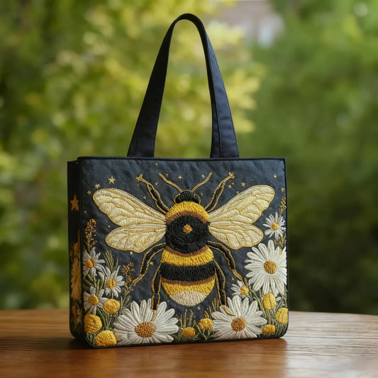 Bolso artesanal Api con margaritas y estrellas