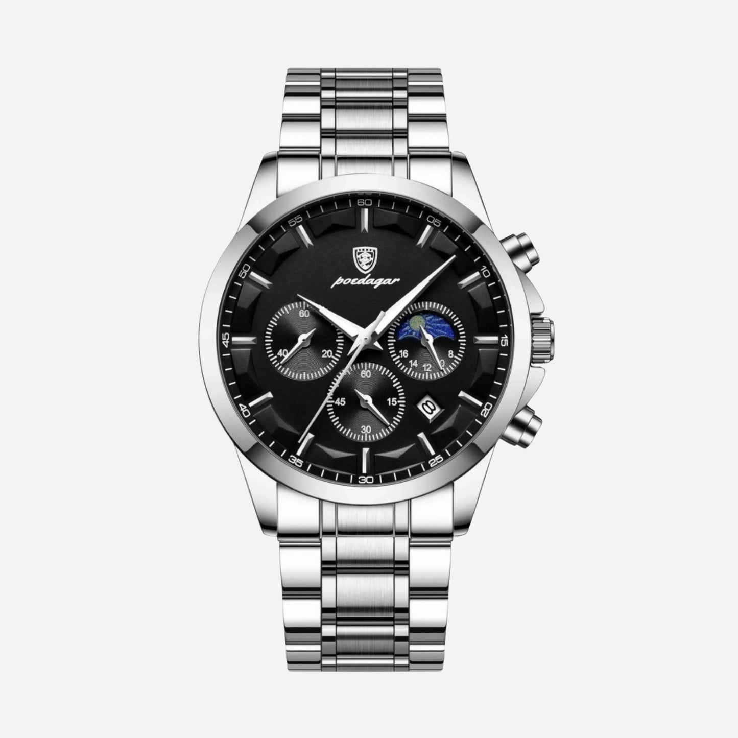 Luxus-Sportuhr für Herren mit Quarzwerk, Chronograph und Lederarmband