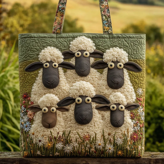Bolso artesanal con cinco ovejas
