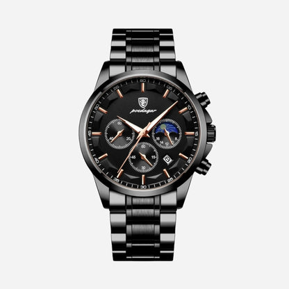 Luxus-Sportuhr für Herren mit Quarzwerk, Chronograph und Lederarmband