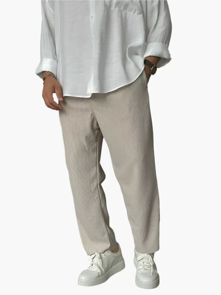 Herren Relax Fit Plissee Hose – Eleganter und Bequemer Alltags- und Business-Look