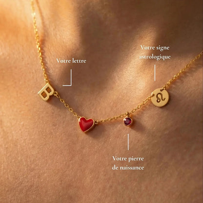 COLLIER AVEC INITIALE EN FORME DE CŒUR