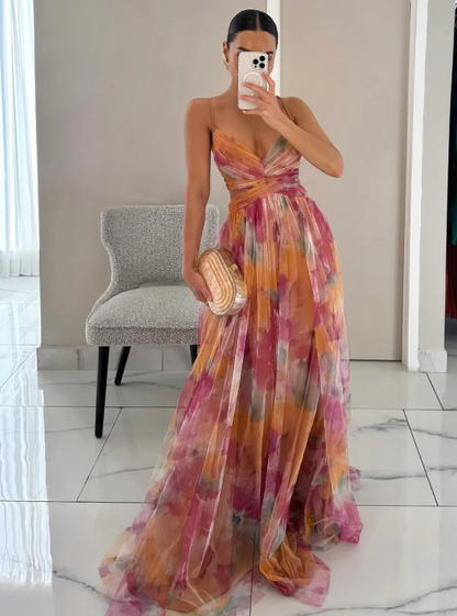 Precioso vestido largo con estampado floral