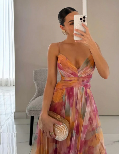 Precioso vestido largo con estampado floral