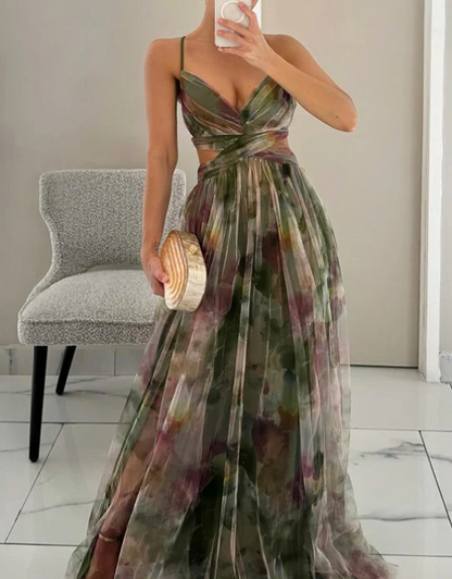 Precioso vestido largo con estampado floral