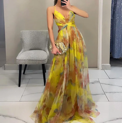 Precioso vestido largo con estampado floral