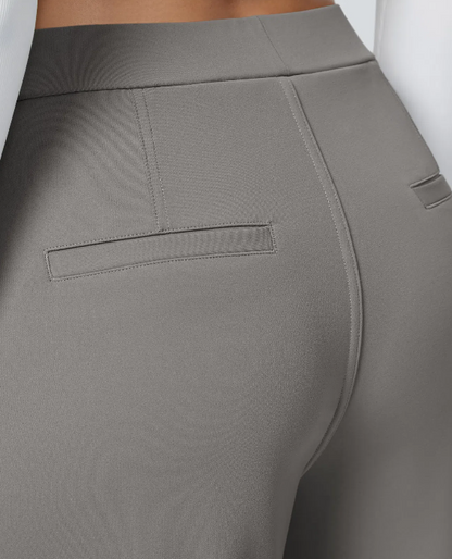 Pantalones de trabajo de cintura alta con bolsillos y pernera recta