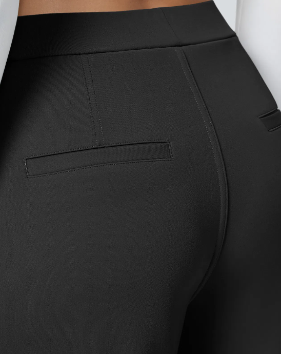 Pantalones de trabajo de cintura alta con bolsillos y pernera recta
