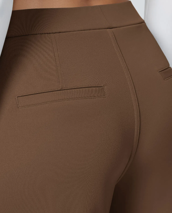 Pantalones de trabajo de cintura alta con bolsillos y pernera recta