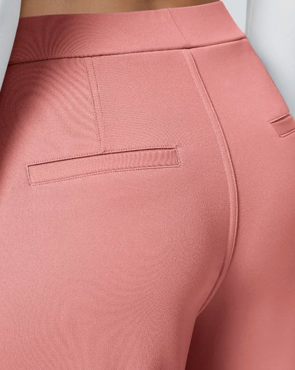 Pantalones de trabajo de cintura alta con bolsillos y pernera recta