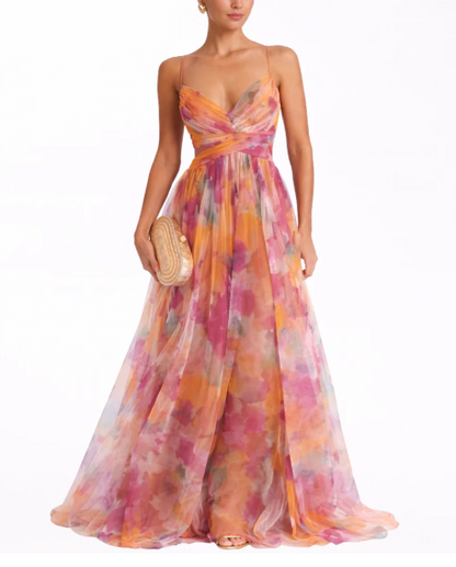 Precioso vestido largo con estampado floral