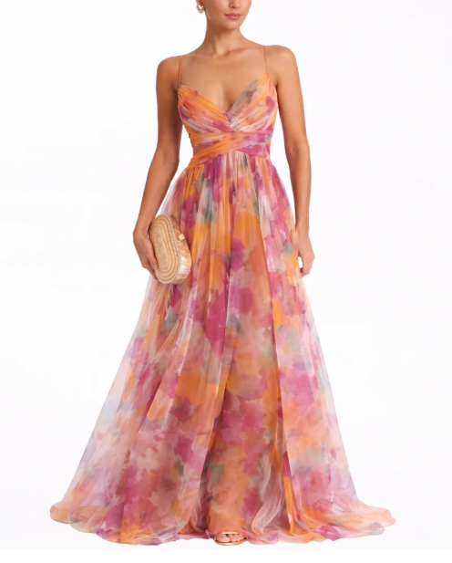 Precioso vestido largo con estampado floral