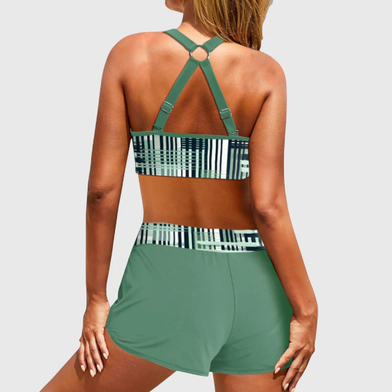 Janelle - Bikini de talle alto con canalé