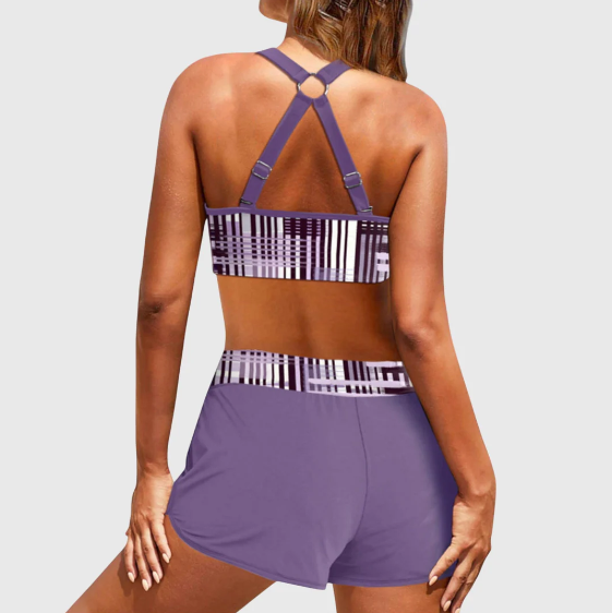 Janelle - Bikini de talle alto con canalé