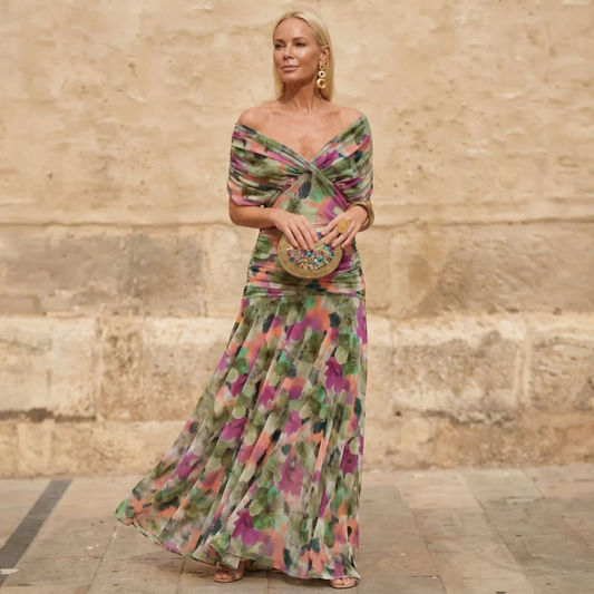 Kelsey | Elegante vestido plisado multicolor