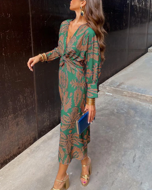 Isadora | Elegante vestido midi con delicado estampado