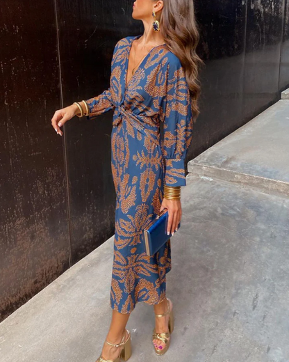 Isadora | Elegante vestido midi con delicado estampado