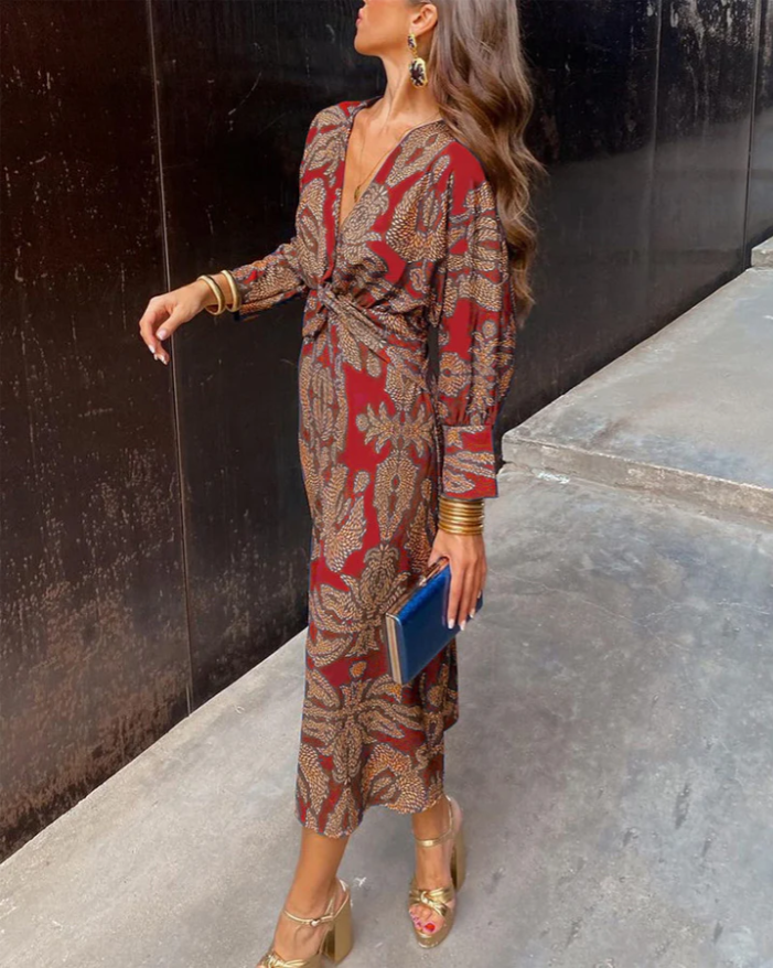 Isadora | Elegante vestido midi con delicado estampado
