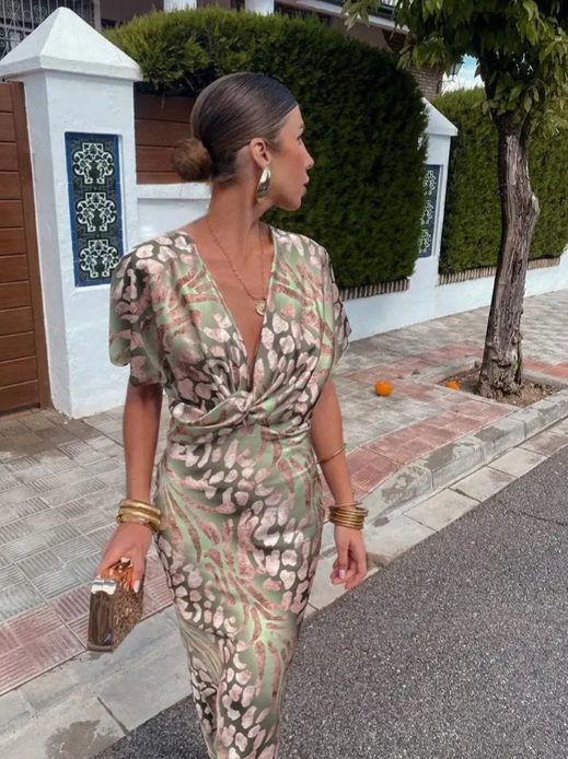Claire | Vestido midi color cobre