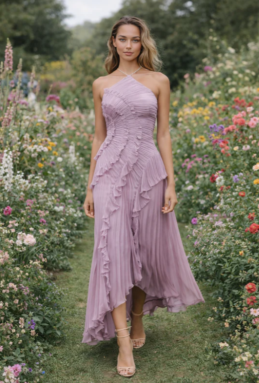 Melisa | Vestido de volantes color lavanda de edición limitada