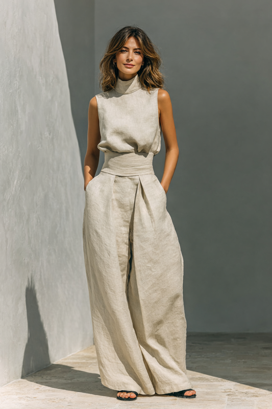 Conjunto de camiseta sin mangas y pantalones anchos