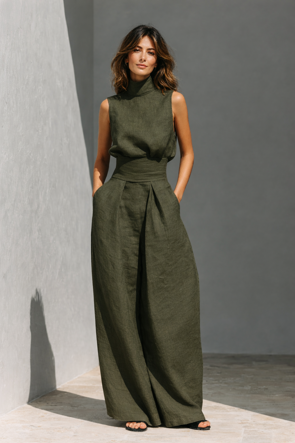 Conjunto de camiseta sin mangas y pantalones anchos