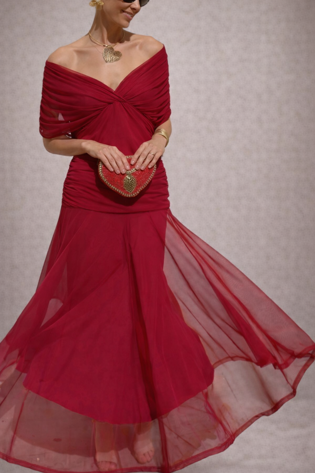 FLORENDRA™ | Vestido largo con cuello en V y estampado floral