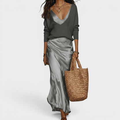 Oriane™ | Robe midi satinée élégante
