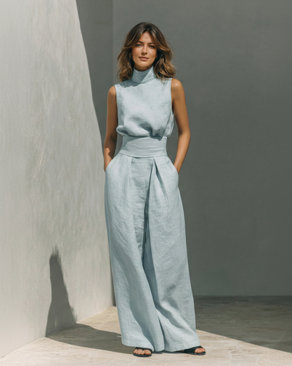 Conjunto de camiseta sin mangas y pantalones anchos