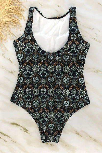 Bañador de una pieza con estampado boho y cuello alto