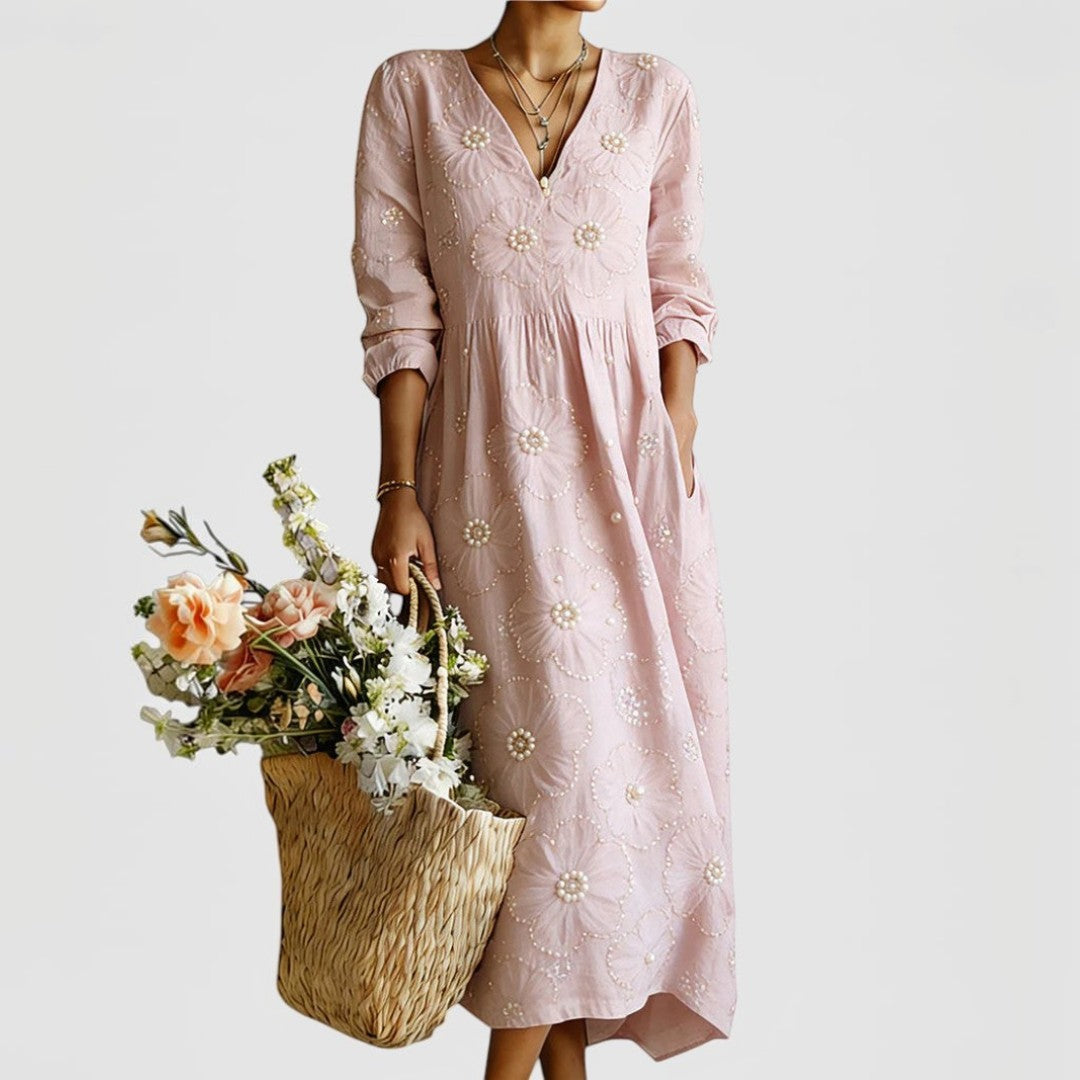 Laurine™ | Robe midi fleurie élégante