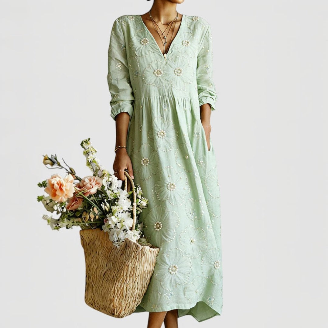 Laurine™ | Robe midi fleurie élégante