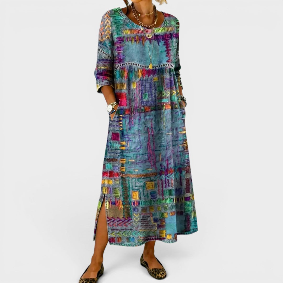 Léonie™ | Robe en denim bohème élégante