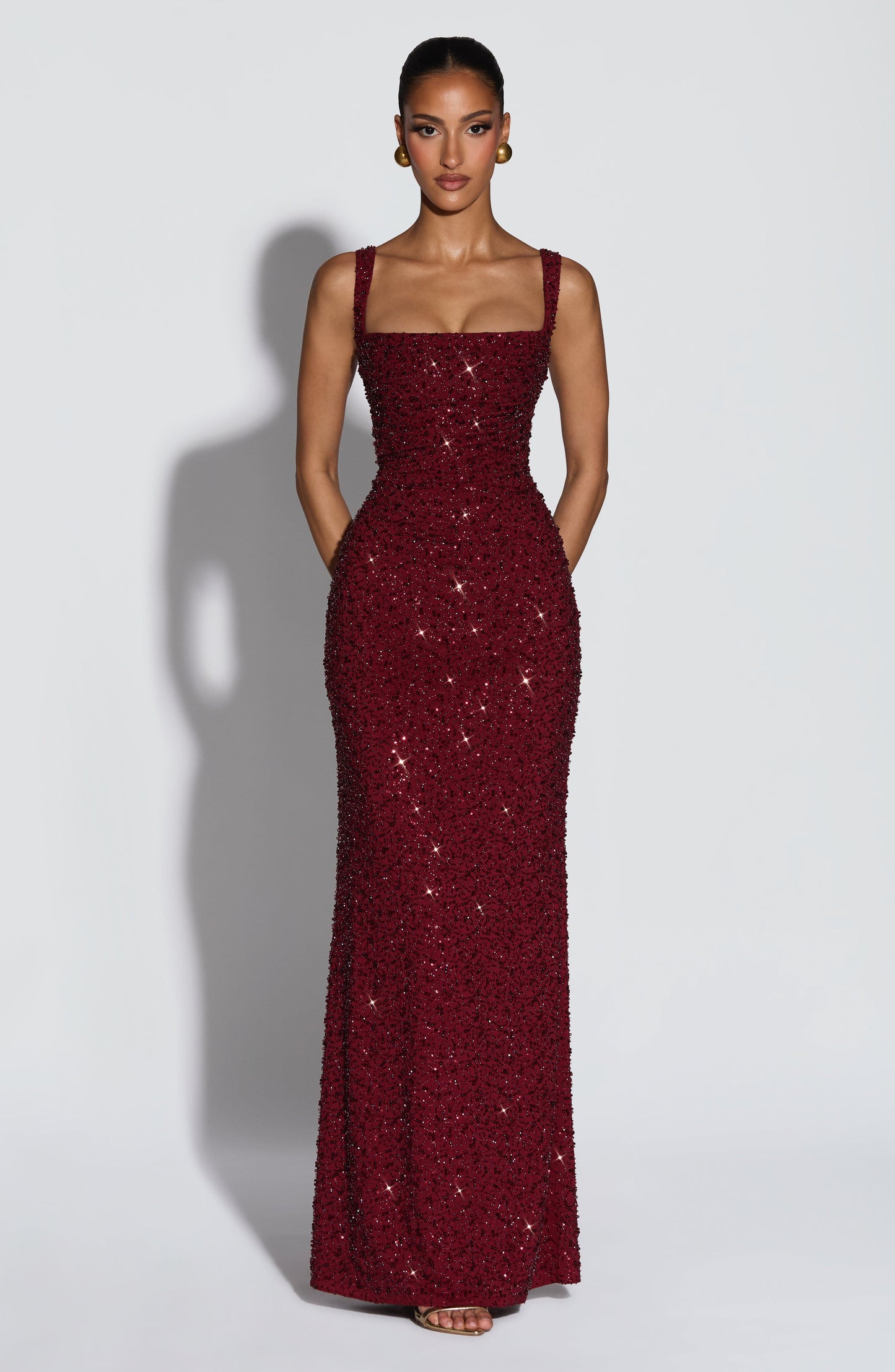 Vestido Calanthe Maxi | Marrón ciruela brillante