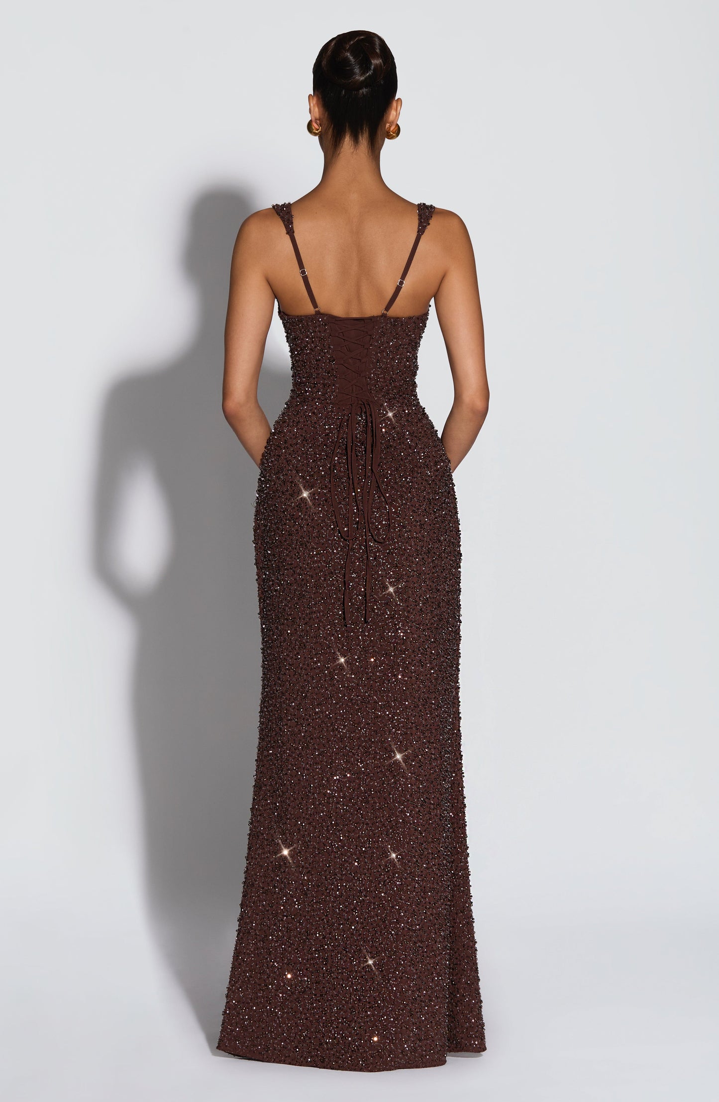 Vestido Calanthe Maxi | Marrón ciruela brillante